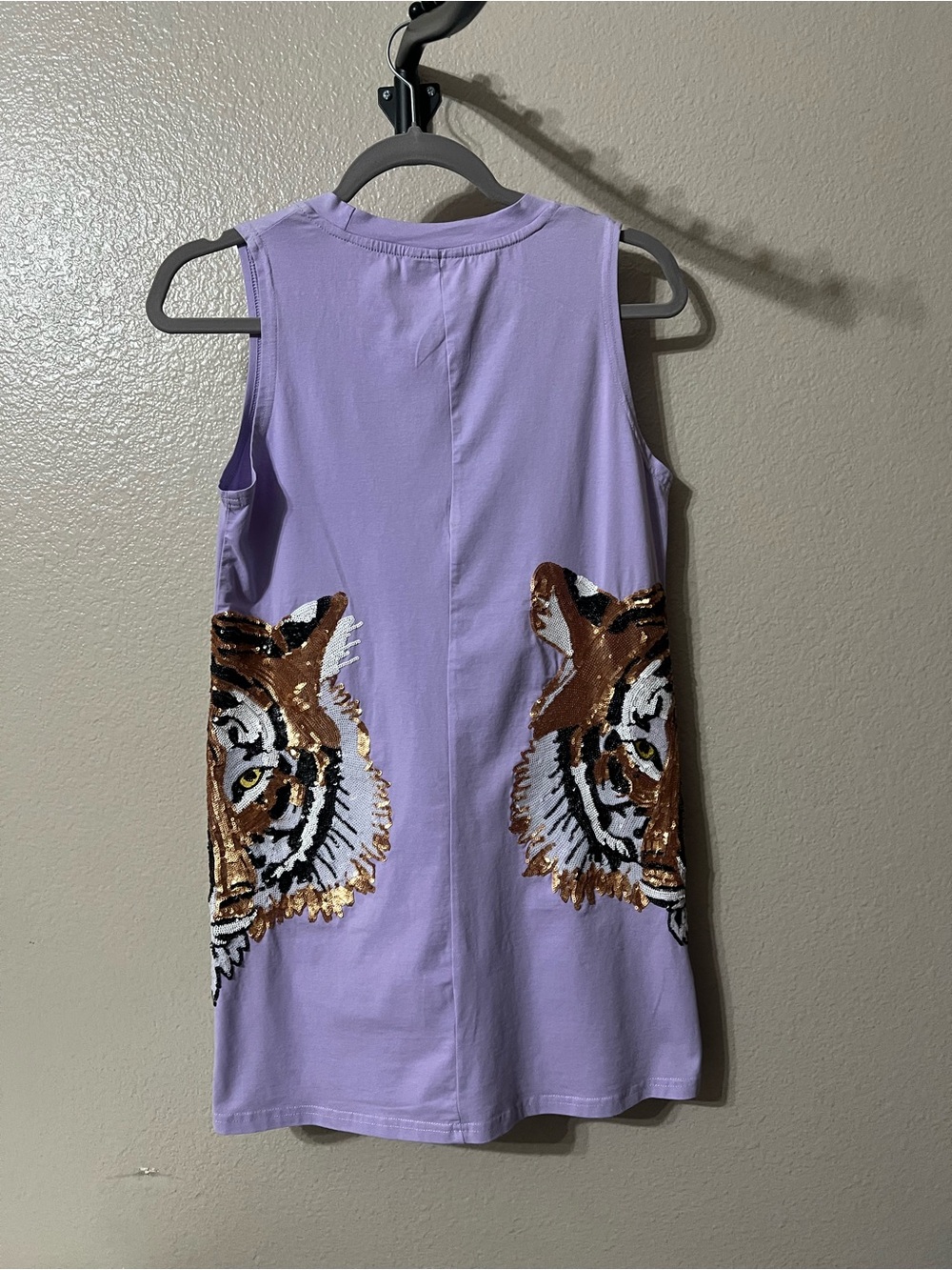 Sparkle City Lavender Sequin Tiger Sleeveless Dress XS great condition - Picture 2 of 6